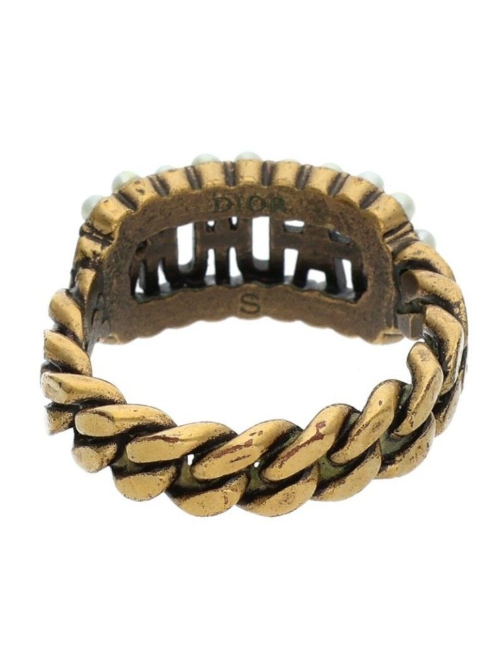 Dior Logo Pearl Chain Ring - Picture 2 of 6